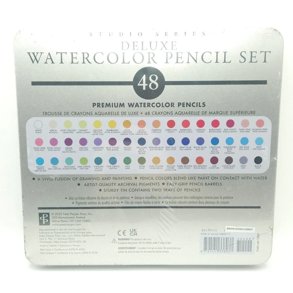 Studio Series Deluxe Watercolor Pencil Set 48 Count Premium Artist Quality Tin